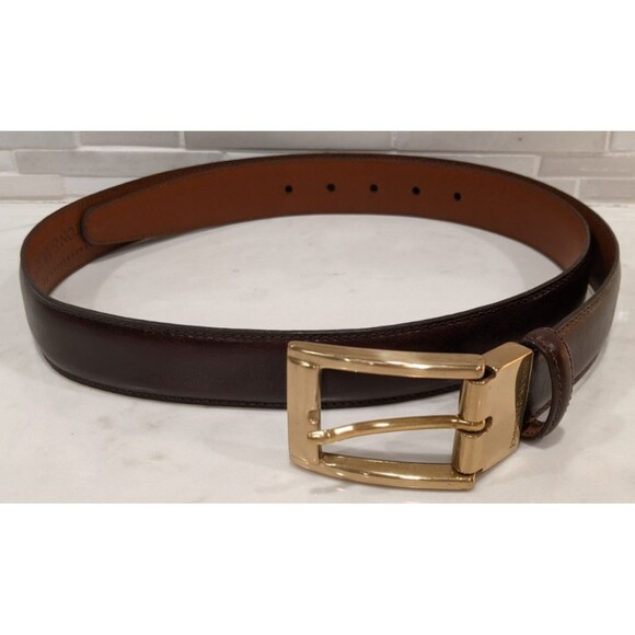 Johnston & Murphy Other - JOHNSTON & MURPHY Brown Analine Kipskin Shoulders Leather Belt Brass Buckle  36